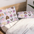 Dogs and cats pet friendly floral animal lover gifts dog breeds cat person Pillow Sham Gallery Image 2