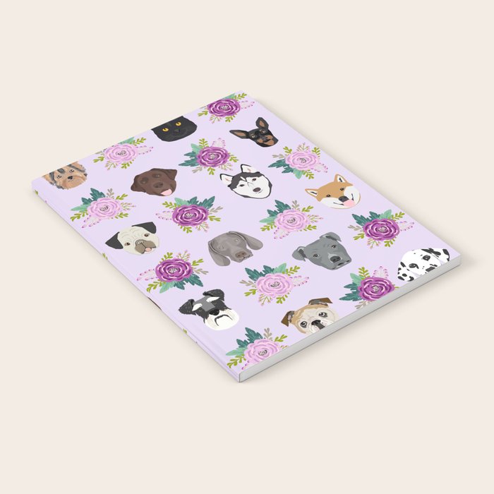 Dogs and cats pet friendly floral animal lover gifts dog breeds cat person Notebook Gallery Image 2