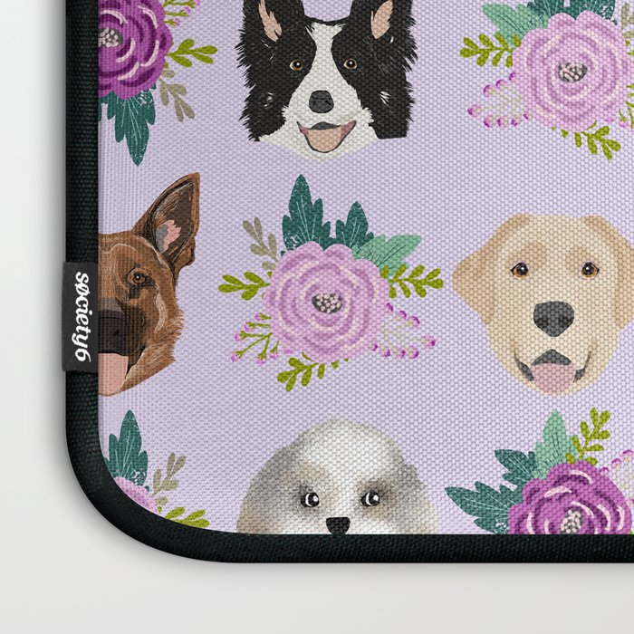 Dogs and cats pet friendly floral animal lover gifts dog breeds cat person Laptop Sleeve Gallery Image 3
