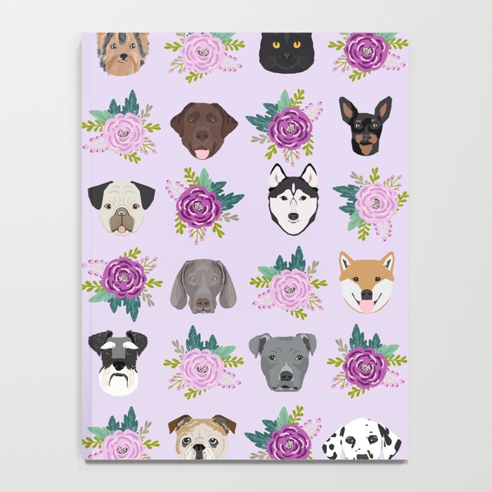 Dogs and cats pet friendly floral animal lover gifts dog breeds cat person Notebook Gallery Image 4