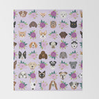 Dogs and cats pet friendly floral animal lover gifts dog breeds cat person Throw Blanket Gallery Image 2