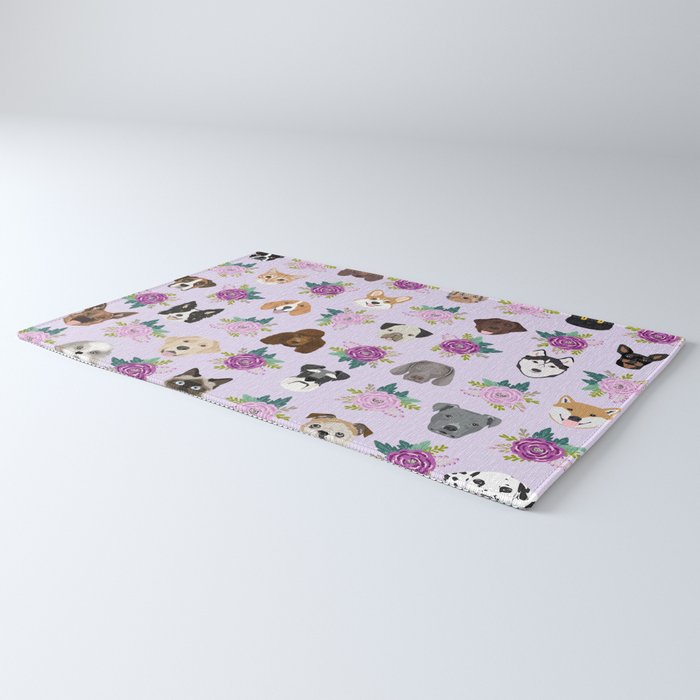 Dogs and cats pet friendly floral animal lover gifts dog breeds cat person Rug Gallery Image 3