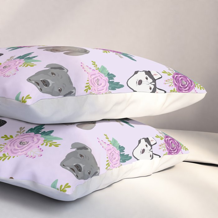 Dogs and cats pet friendly floral animal lover gifts dog breeds cat person Pillow Sham Gallery Image 3