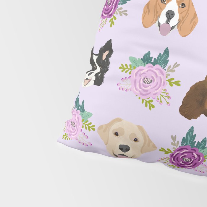 Dogs and cats pet friendly floral animal lover gifts dog breeds cat person Pillow Sham Gallery Image 4