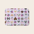 Dogs and cats pet friendly floral animal lover gifts dog breeds cat person Bath Mat Gallery Image 1