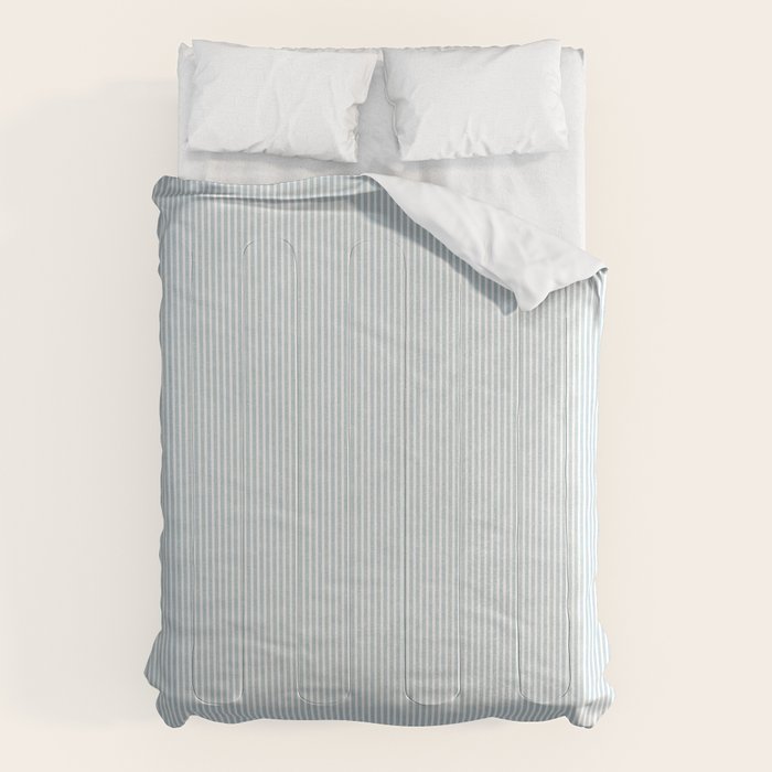 linen textured stripes - dusty blue Comforter Gallery Image 6