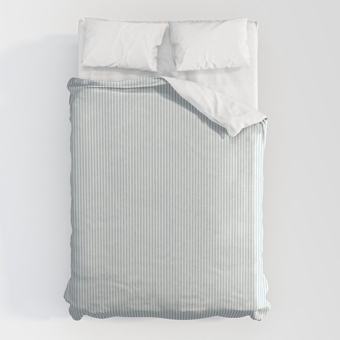 linen textured stripes - dusty blue Duvet Cover Gallery Image 6