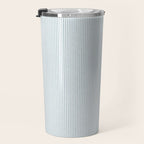 linen textured stripes - dusty blue Travel Mug Gallery Image 3