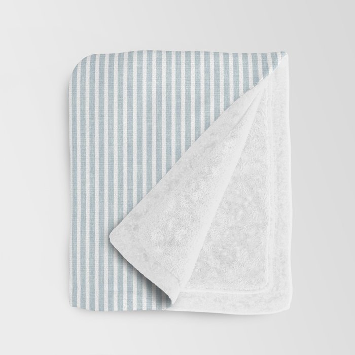 linen textured stripes - dusty blue Throw Blanket Gallery Image 3