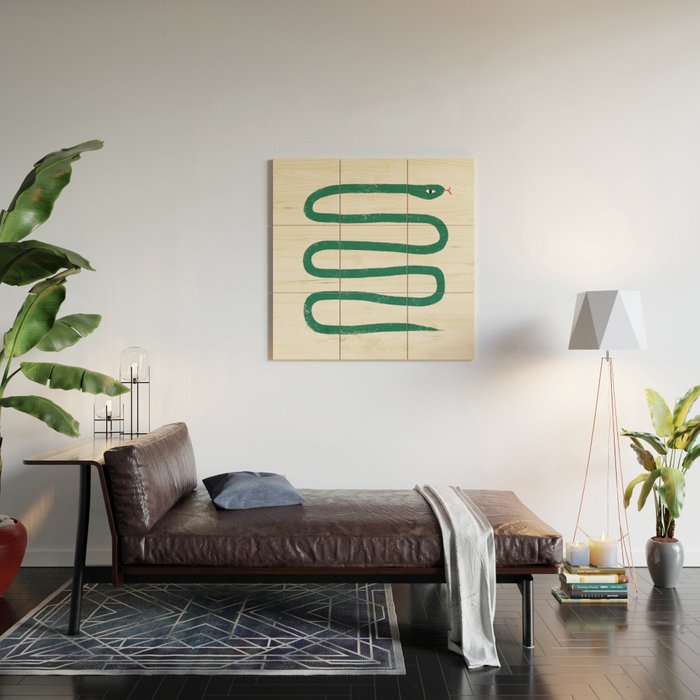 Minimal Jungle Snake Wood Wall Art Gallery Image 2