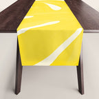 Mellow Yellow Monstera Leaves White Background #decor #society6 #buyart Table Runner Gallery Image 1