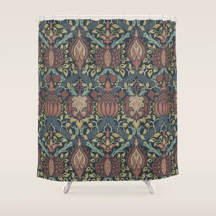 William Morris Vintage Granada Indigo Shower Curtain Gallery Image 1