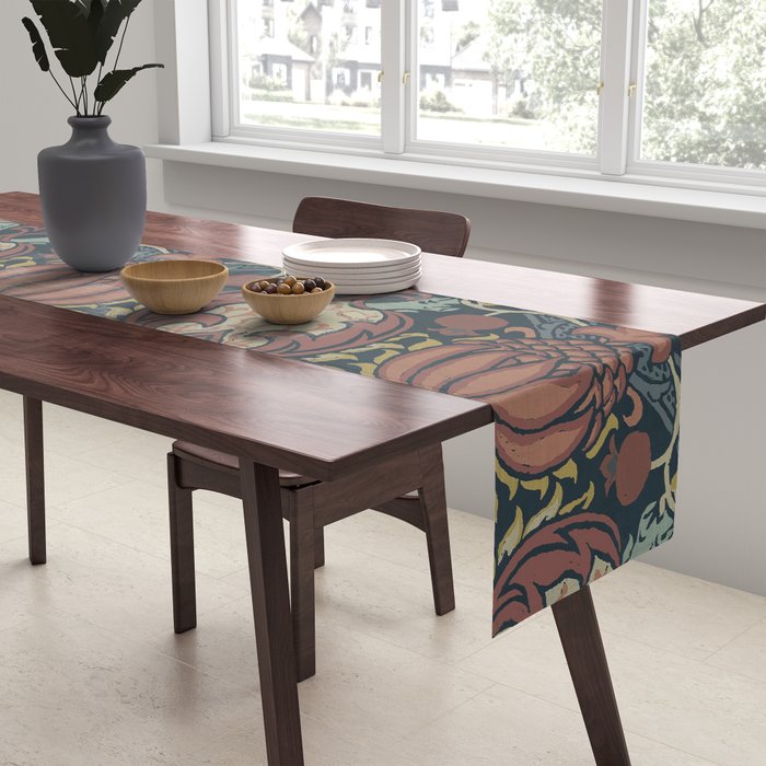 William Morris Vintage Granada Indigo Table Runner Gallery Image 2