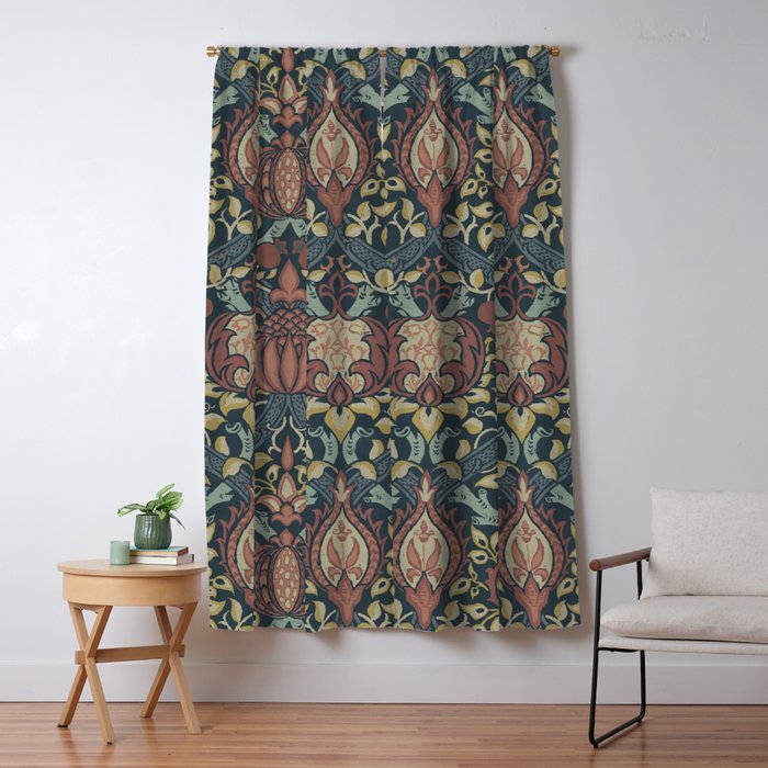 William Morris Vintage Granada Indigo Window Curtain Gallery Image 5