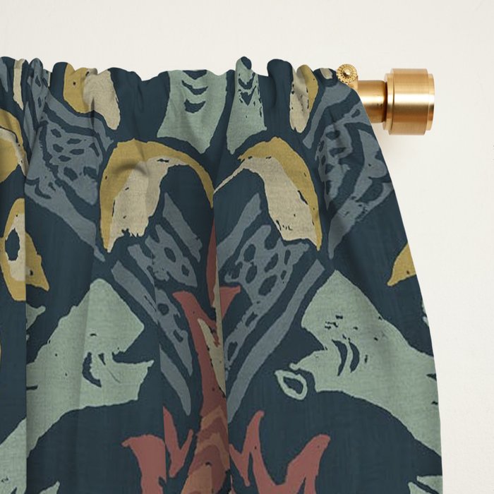 William Morris Vintage Granada Indigo Window Curtain Gallery Image 2