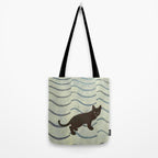 Aoyama Masaharu Japanese Woodblock Print Black Cat On Water Vintage traditional Art Tote Bag Gallery Image 2