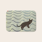 Aoyama Masaharu Japanese Woodblock Print Black Cat On Water Vintage traditional Art Bath Mat Gallery Image 1