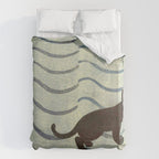 Aoyama Masaharu Japanese Woodblock Print Black Cat On Water Vintage traditional Art Duvet Cover Gallery Image 6