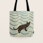 Aoyama Masaharu Japanese Woodblock Print Black Cat On Water Vintage traditional Art Tote Bag Gallery Image 1