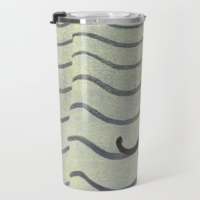Aoyama Masaharu Japanese Woodblock Print Black Cat On Water Vintage traditional Art Travel Mug Gallery Image 3