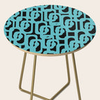 Mid Century Modern Loops Retro Abstract Pattern Turquoise and Black Side Table Gallery Image 2