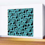 Mid Century Modern Loops Retro Abstract Pattern Turquoise and Black Wall Mural Gallery Image 2