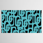 Mid Century Modern Loops Retro Abstract Pattern Turquoise and Black Tablecloth Gallery Image 2