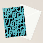 Mid Century Modern Loops Retro Abstract Pattern Turquoise and Black Stationery Card Gallery Image 2