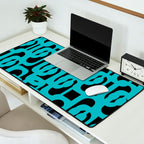 Mid Century Modern Loops Retro Abstract Pattern Turquoise and Black Desk Mat Gallery Image 2