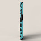 Mid Century Modern Loops Retro Abstract Pattern Turquoise and Black iPhone Case Gallery Image 2