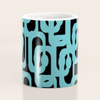 Mid Century Modern Loops Retro Abstract Pattern Turquoise and Black Coffee Mug Gallery Image 4