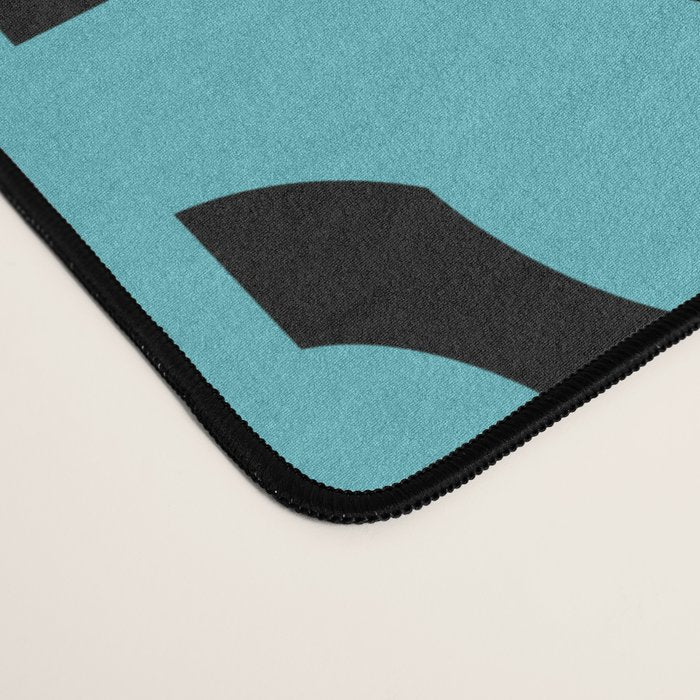 Mid Century Modern Loops Retro Abstract Pattern Turquoise and Black Desk Mat Gallery Image 4