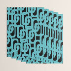 Mid Century Modern Loops Retro Abstract Pattern Turquoise and Black Wrapping Paper Gallery Image 3