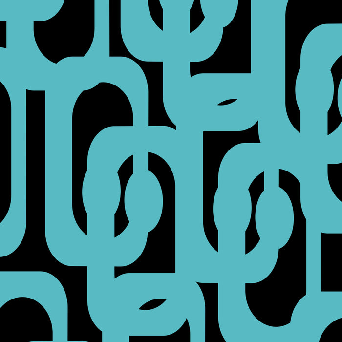 Mid Century Modern Loops Retro Abstract Pattern Turquoise and Black Coffee Mug Gallery Image 2