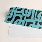 Mid Century Modern Loops Retro Abstract Pattern Turquoise and Black Wrapping Paper Gallery Image 2