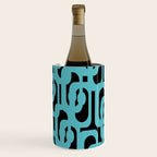 Mid Century Modern Loops Retro Abstract Pattern Turquoise and Black Wine Chiller Gallery Image 2