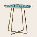 Mid Century Modern Loops Retro Abstract Pattern Turquoise and Black Side Table Gallery Image 1