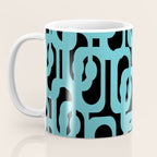 Mid Century Modern Loops Retro Abstract Pattern Turquoise and Black Coffee Mug Gallery Image 3
