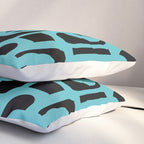 Mid Century Modern Loops Retro Abstract Pattern Turquoise and Black Pillow Sham Gallery Image 3