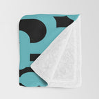 Mid Century Modern Loops Retro Abstract Pattern Turquoise and Black Throw Blanket Gallery Image 3