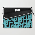 Mid Century Modern Loops Retro Abstract Pattern Turquoise and Black Laptop Sleeve Gallery Image 2