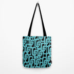 Mid Century Modern Loops Retro Abstract Pattern Turquoise and Black Tote Bag Gallery Image 2