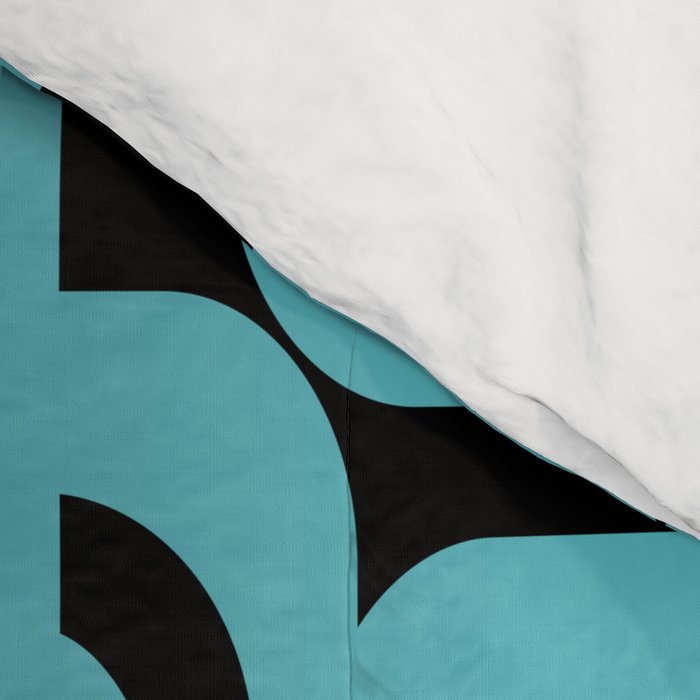 Mid Century Modern Loops Retro Abstract Pattern Turquoise and Black Comforter Gallery Image 4