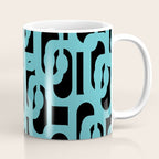 Mid Century Modern Loops Retro Abstract Pattern Turquoise and Black Coffee Mug Gallery Image 1