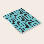 Mid Century Modern Loops Retro Abstract Pattern Turquoise and Black Notebook Gallery Image 3