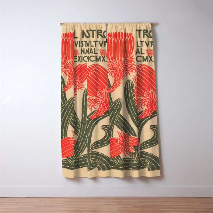 Mexico, Cactus Vintage Wall Art Window Curtain Gallery Image 3