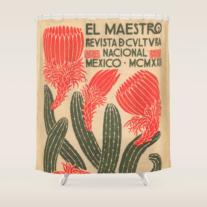 Mexico, Cactus Vintage Wall Art Shower Curtain Gallery Image 1