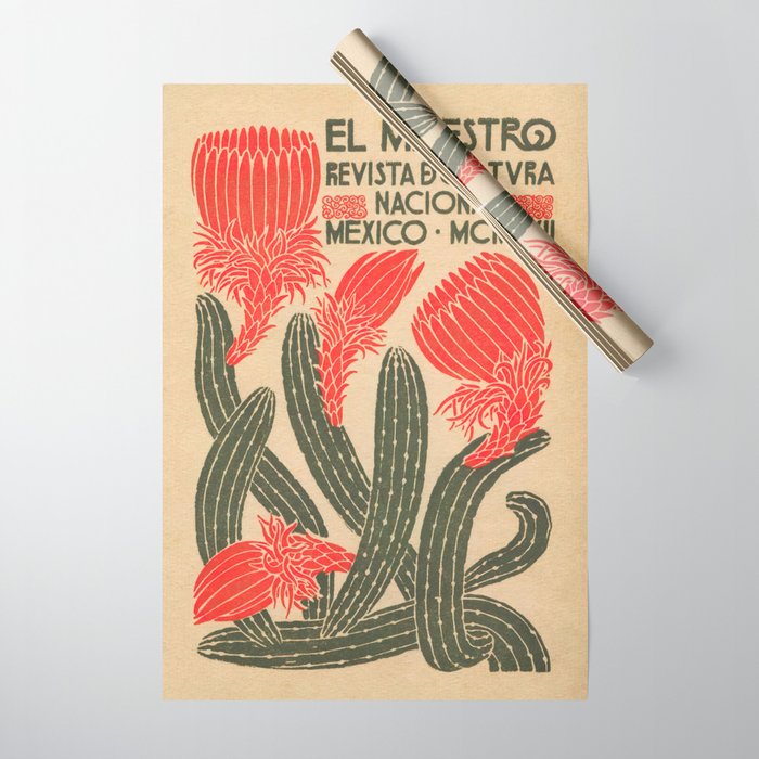 Mexico, Cactus Vintage Wall Art Wrapping Paper Gallery Image 1