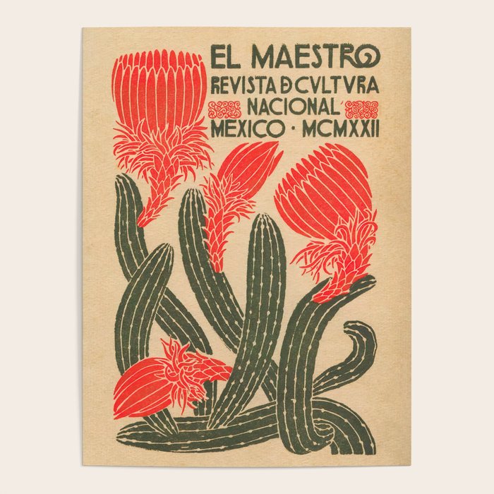 Mexico, Cactus Vintage Wall Art Poster
