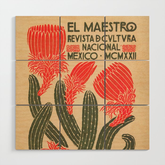 Mexico, Cactus Vintage Wall Art Wood Wall Art Gallery Image 1